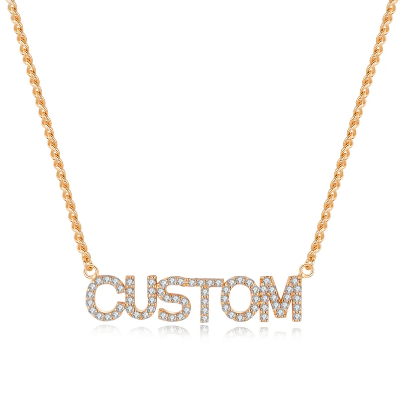 

3UMeter Full Crystal Personalized Name Necklace with Zircon Stone