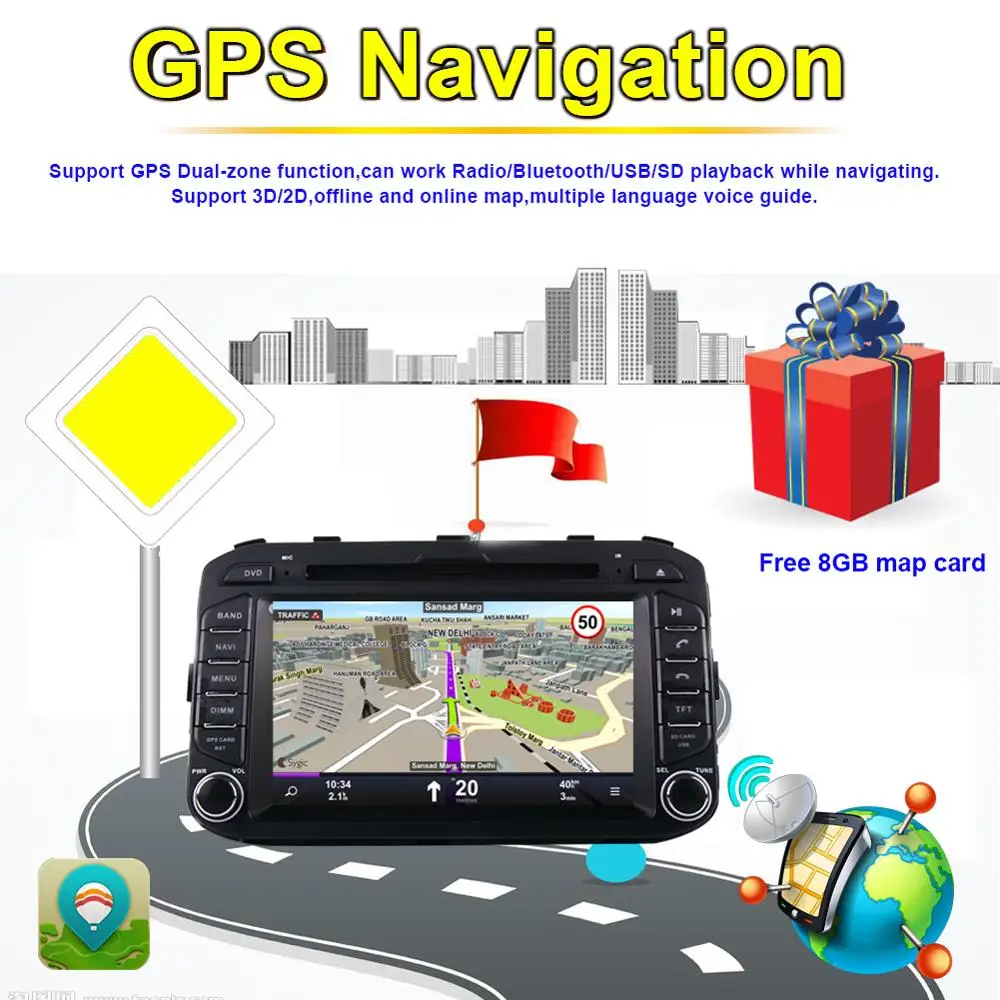 Top 4G LTE Android 8.0 Octa Core Car Multimedia Player For Kia Picanto Morning 2011 2012 2013- Radio Stereo GPS Navigation WIFI DAB+ 5