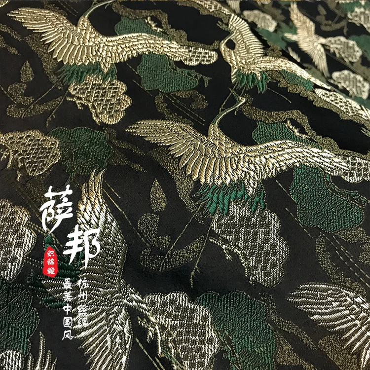 

3D bird satin fabric imitate silk Brocade Fabric Damask Jacquard Apparel Costume Upholstery Furnishing patchwork tissu 75*50cm