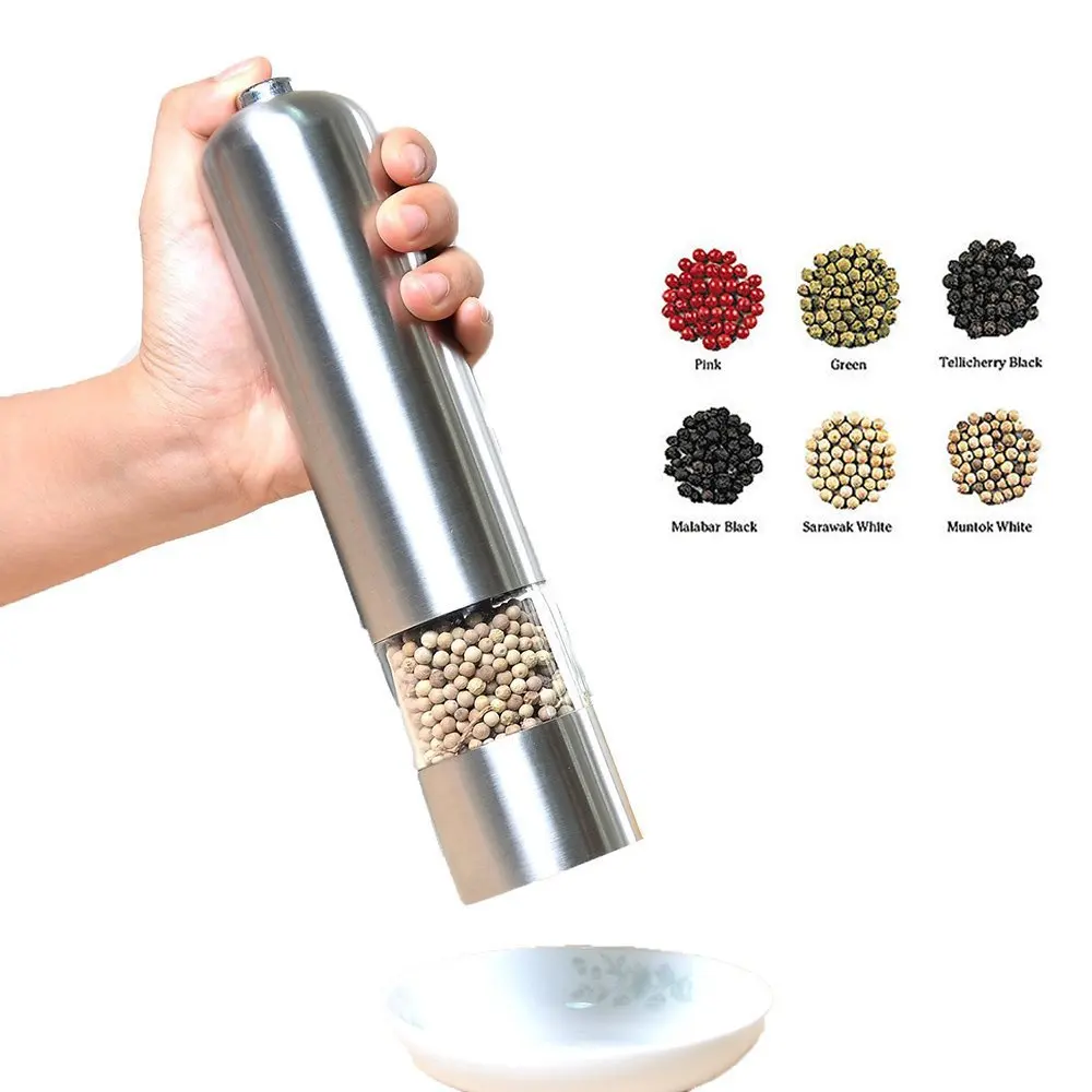 Stainless Steel Electric Pepper Grinder or Salt Mills Grinder, Battery