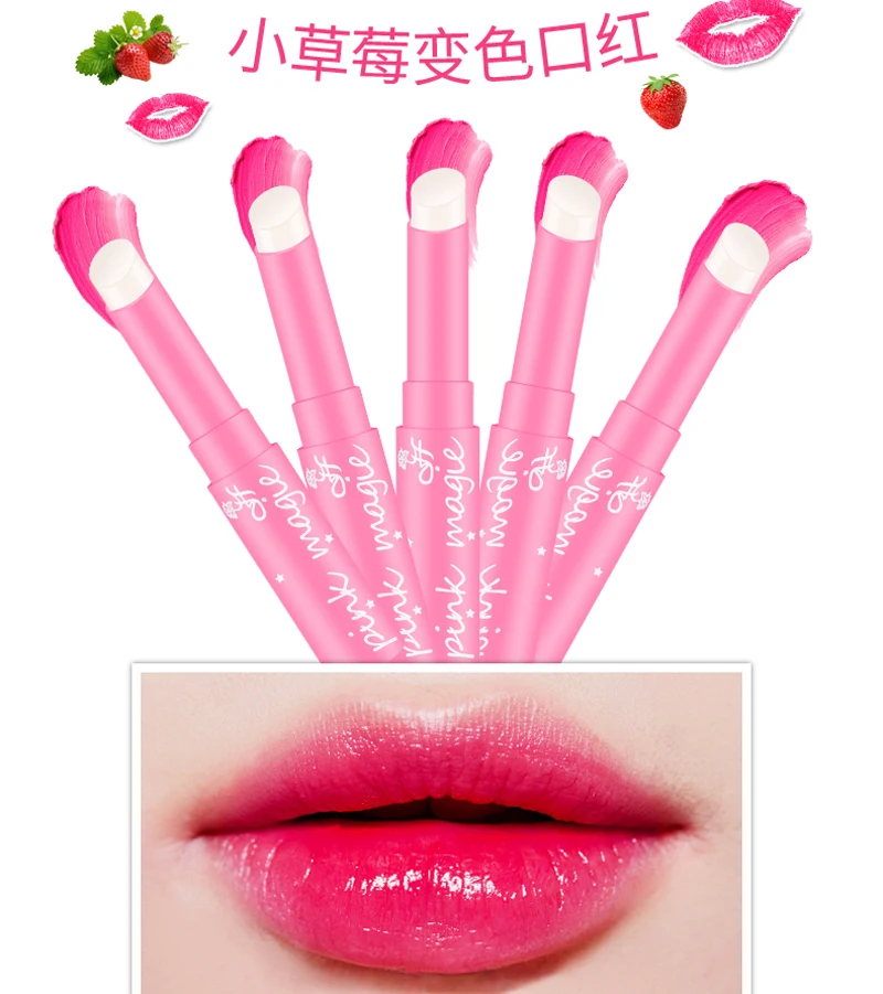 Фруктовый вкус, розовая губная помада, защитный увлажняющий бальзам для губ питательная помада, макияж, температура, меняющийся цвет, помада для губ