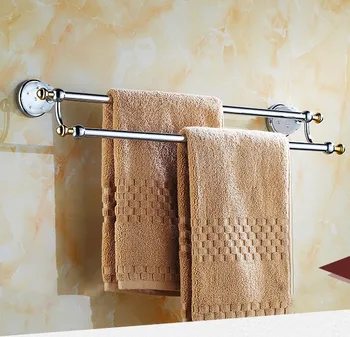 

(60cm,24'') Bathroom Accessories,Quality Brass Chrome Finish Double Towel Bar&Towel Rack/ Modern Fashion Bath Products