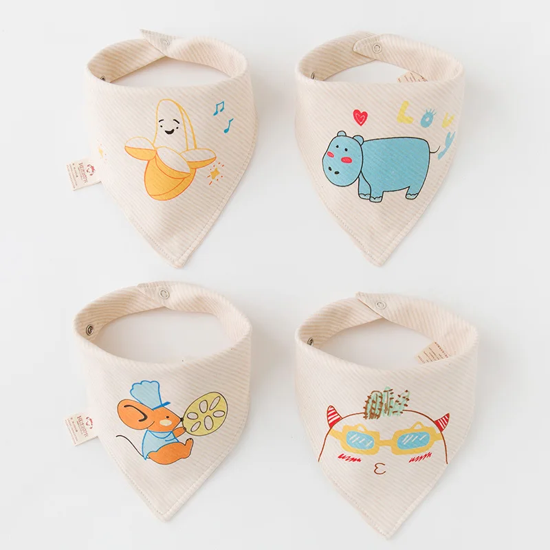 2019 New Baby Bibs Cute Hippo Print Bib 4pcs Burp Cloths Baby Accessories Stuff Slabbetjes Babador Bandana Baby Feeding Combed