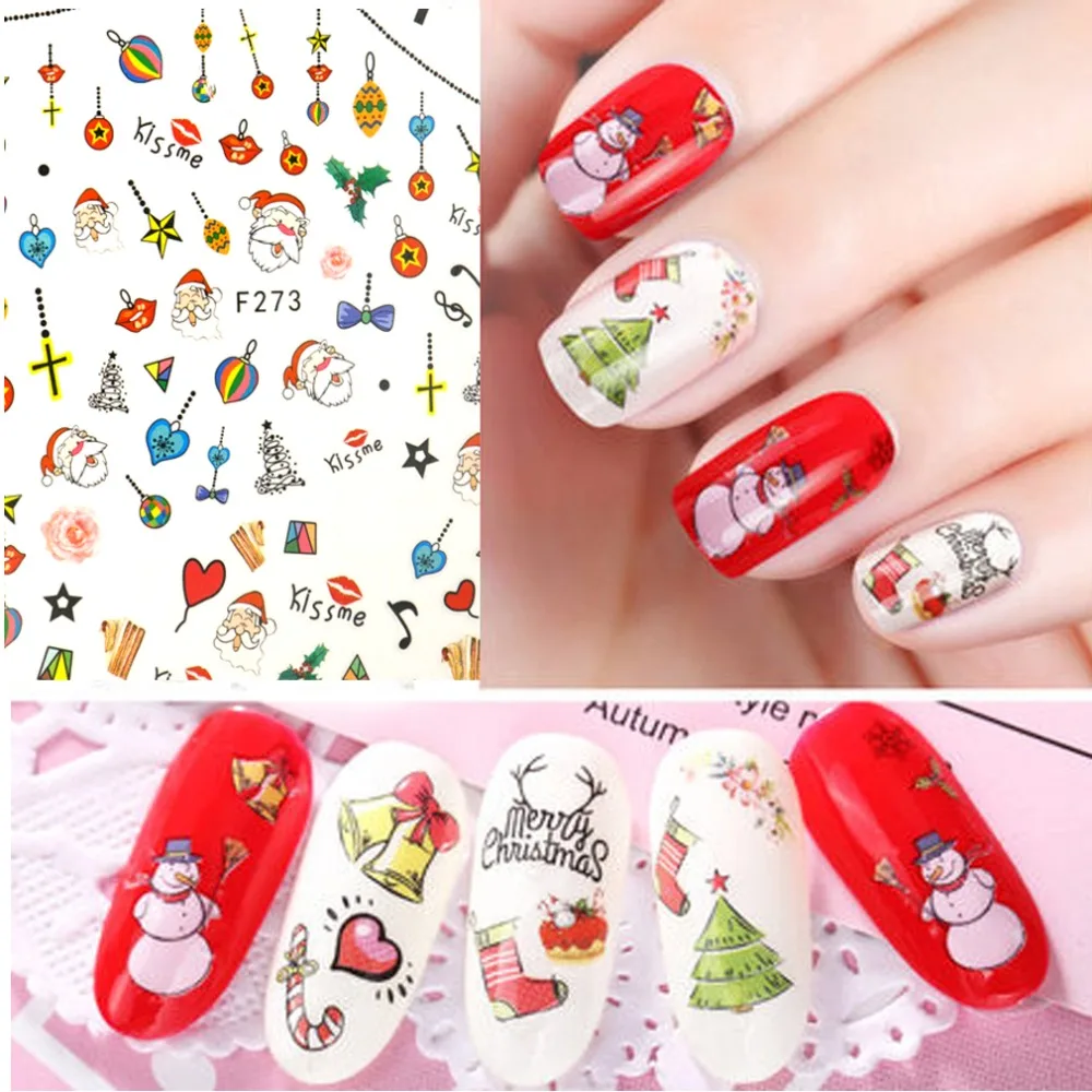 

2019 New Arrivial Christmas Series 1 Sheet Winter Snowflake Series Nail Art Water Transfer Stickers Santa/Snowflake Nail Designs