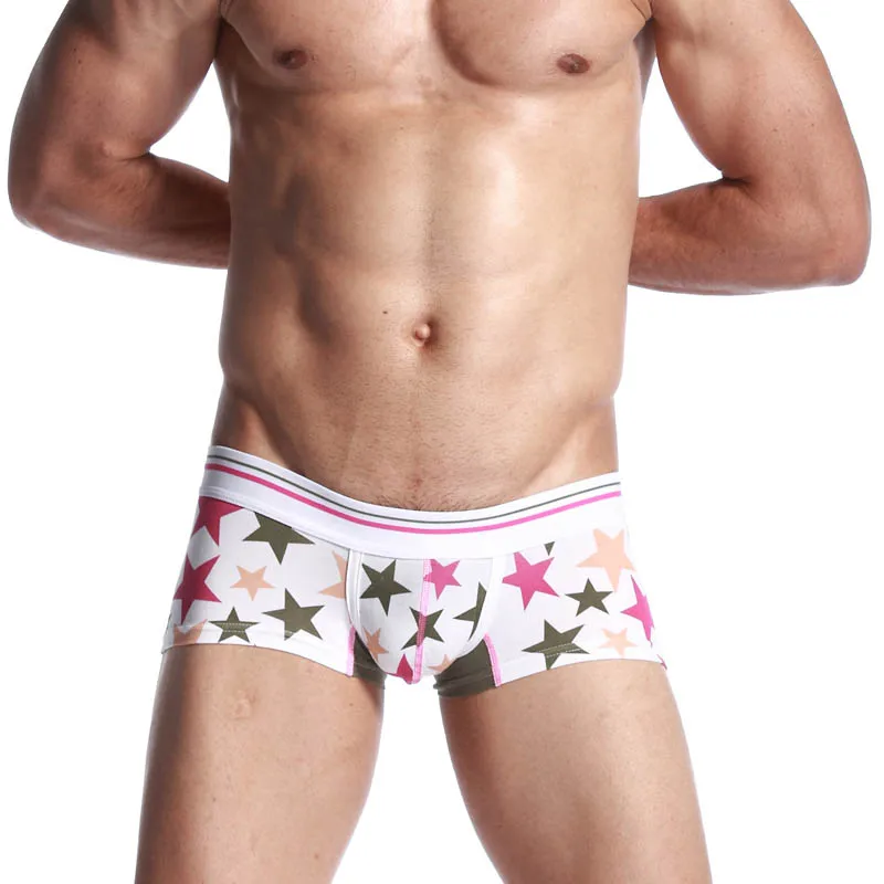 Продажа Seobean Мужская Хлопок Боксеры Красочные Звезда Печати Мужской Underwear Моды