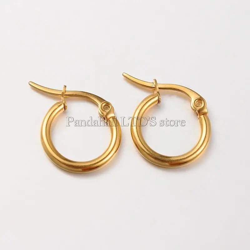 

6Pairs 304 Stainless Steel Hoop Earrings for Women, Golden, 14x2mm, Pin: 1x0.5mm