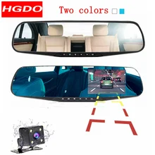

HGDO Rearview Mirror Car dvr 4.3 inch Dash cam Dual lens Recorder Full hd 1080P car camera Blue white mirror Night Vision DVRs