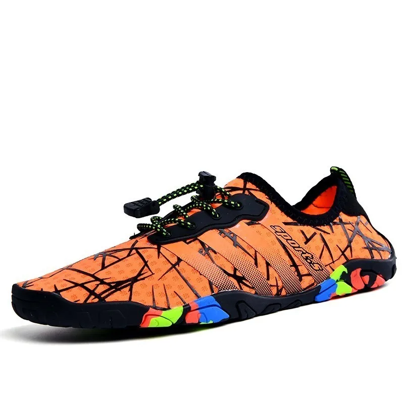 Аква обувь Летняя водонепроницаемая обувь Мужские дышащие пляжные тапочки обувь для верховой езды женская обувь для плавания носки для дайвинга кроссовки - Цвет: 123-Orange