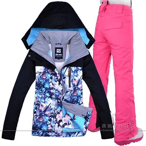 Зимний лыжный костюм, женский бренд, высокое качество, лыжная куртка и штаны, теплые, водонепроницаемые, ветрозащитные, лыжные и сноубордические костюмы - Цвет: STRAPS PINK