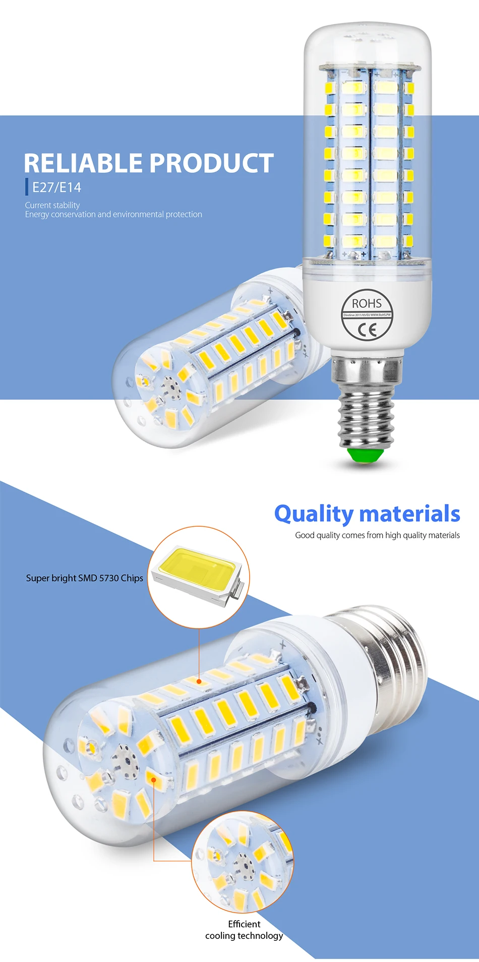 milho lâmpada gu10 lâmpada led 5730smd 3w