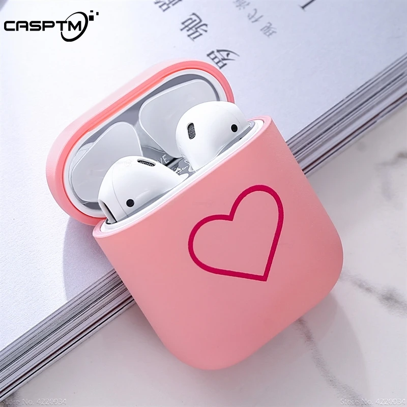 

Love Heart Case For Apple Airpods Hard PC Cases For Airpods 1 2 Cover Earphone Wireless Bluetooth Headphone Coque Matte Fundas