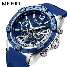 Relogio Masculino MEGIR Sport Men Watch Fashion Chronograph Quartz Watches Silicone Strap Army Military Wrist Watch Clock Men top brand megir chronograph sport watch men luxury relogio masculino silicone quartz army military wrist watch gold clock men