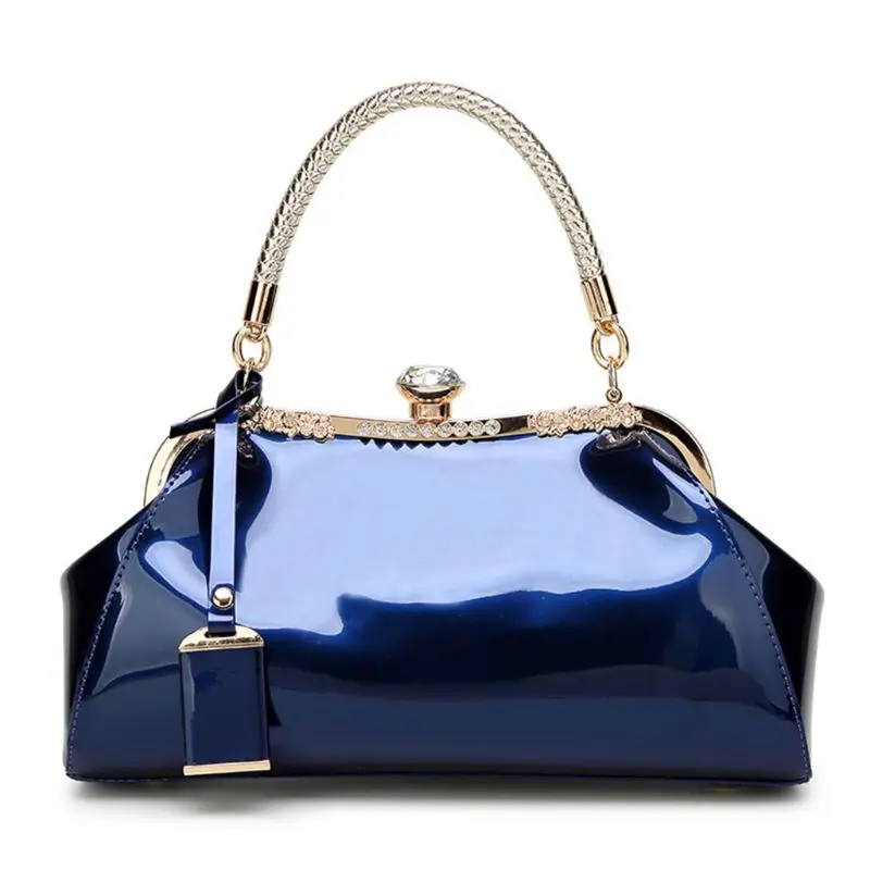 Женская сумка через плечо, сумка через плечо, женская сумка-тоут, лакированная кожа, вечерняя сумочка-клатч - Цвет: blue