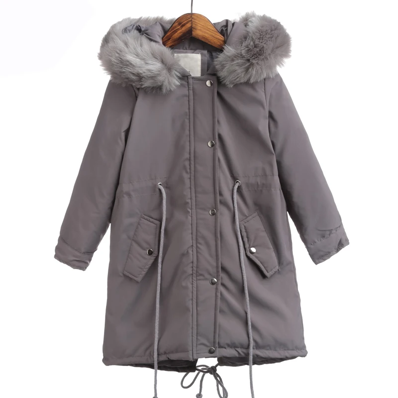 

Rlyaeiz Winter Jackets For Girls 2018 Down Cotton Padded Thick Warm Children Coat Girl's Mid-long Fur Collar Hooded Parka Coats