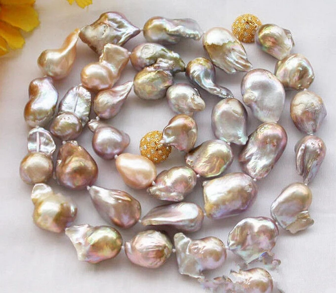 

HOT 002253 Rare HUGE 34" purple baroque keshi reborn PEARL NECKLACE