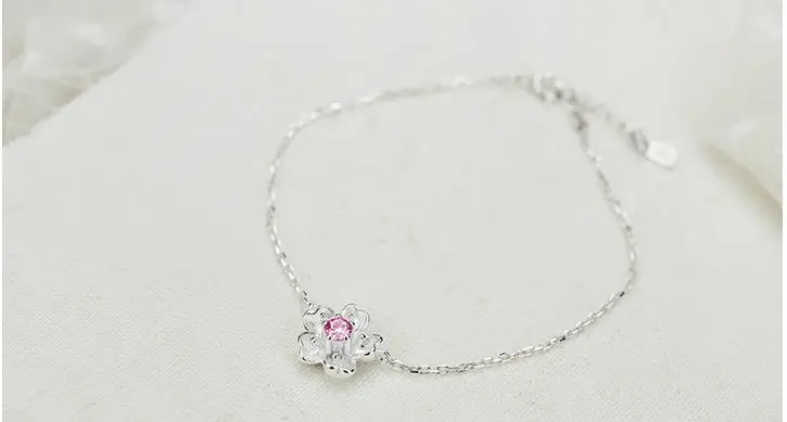 DIEERLAN дизайнер 925 пробы серебряные ювелирные изделия бренд розовый циркония цветок браслеты для женщин Свадебные аксессуары Bijoux