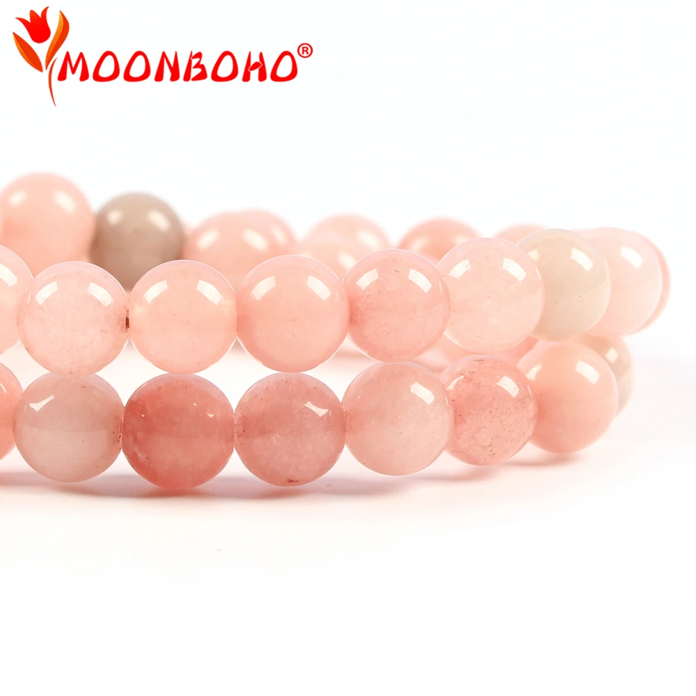 MOONBOHO 6 мм розовые сверкающие бусины натуральный камень для изготовления