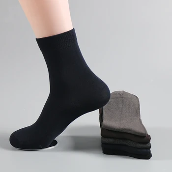 

5 Packs Men Winter Warm Soft Model Solid Black Long Tube Elastic Crew Socks Male Simple Casual Loafter Sokken Calcetines Hombre