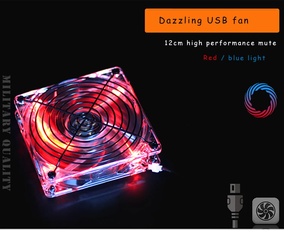 PC cooler USB высокоскоростной silent светодиодный супер красочные вентилятор охлаждения, 12 см DC 5 В маршрутизатор, мотор телеприставки