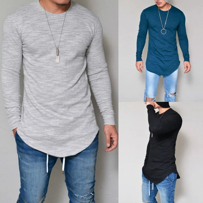 10 цветов плюс размеры 5XL лето и осень мода повседневное тонкий camisetas hombre с длинным