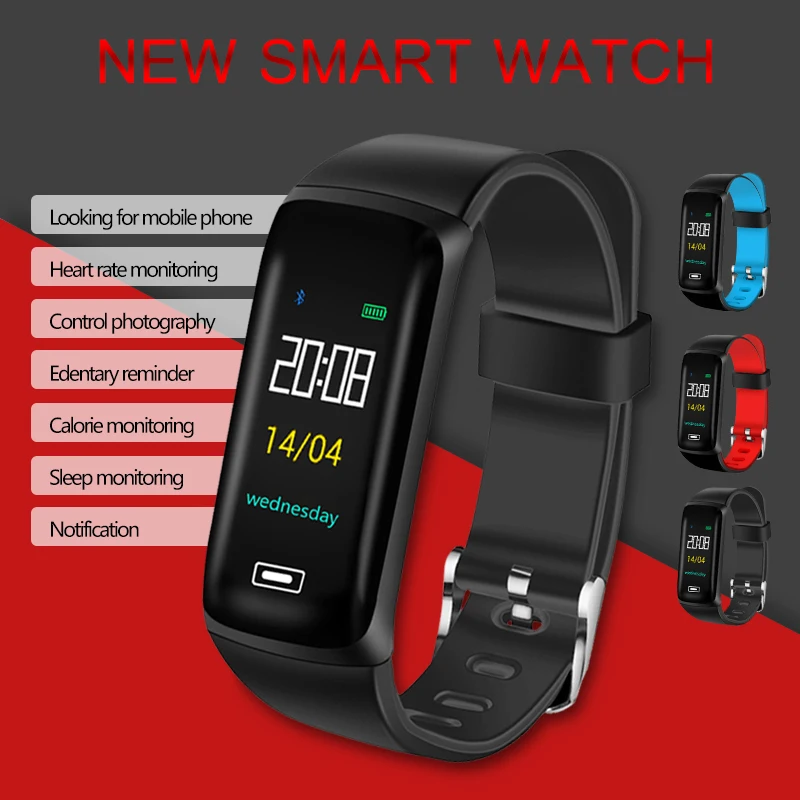 

Addies Smart Wristband Fitness Running Bracelet MiBand Band 3 Big Touch Screen LED Message Heart Rate Time men watch