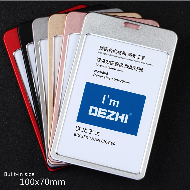 DEZHI-качественный Металлический бейдж с держателем плюс стильный логотип под заказ держатели карт с шнурком цена выставочные принадлежности
