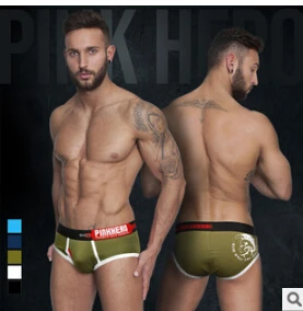 

Free shipping!3pcs/lot high quality brand Pink hero underwear fashion Cotton yarn dyed Printed triangle men's gay briefs