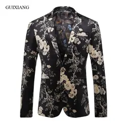 2018 Новое поступление стиль мужчины бутик пиджаки высокого качества модная повседневная однобортная цветочным узором мужской пиджак M-3XL