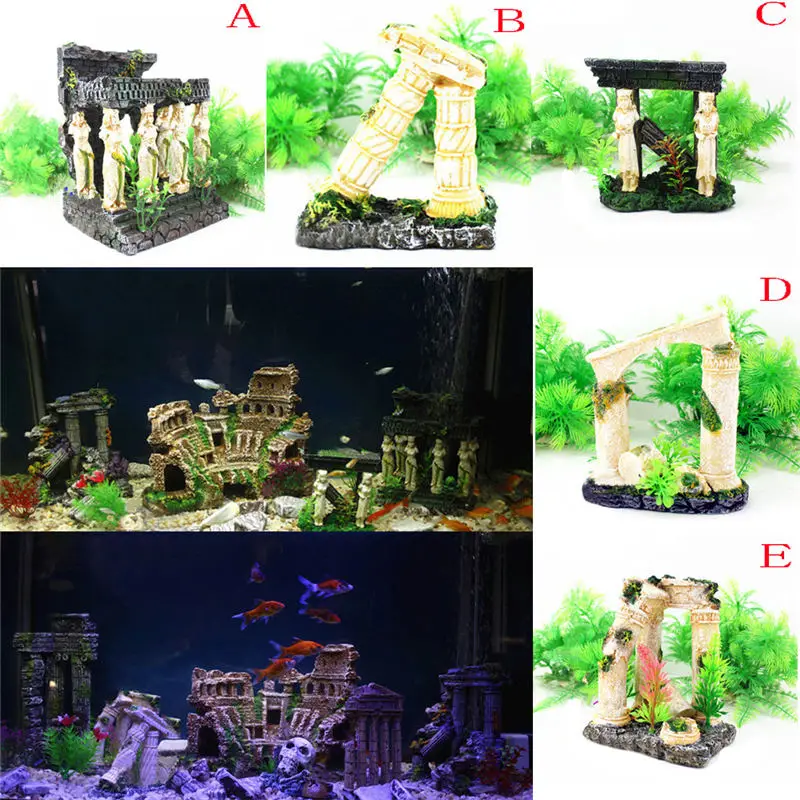 

Aquarium Decoration Ancient Roman Column Building Ruin Aquatic Hiding Cave Greece Temple Landscaping Ornaments