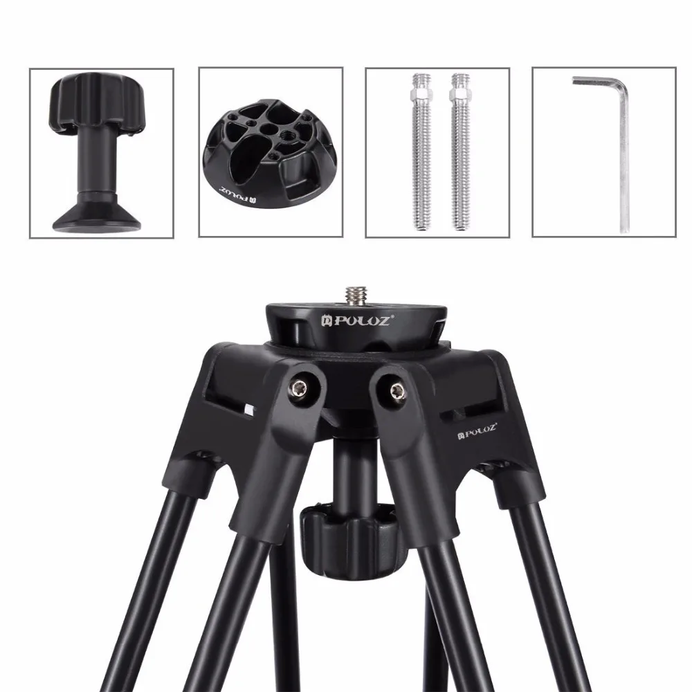Puluz Heavy Duty видеокамера Алюминий сплав штатив с жидкости Перетащите штатива для Canon Sony цифровых зеркальных фотокамер Nikon SLR Камера