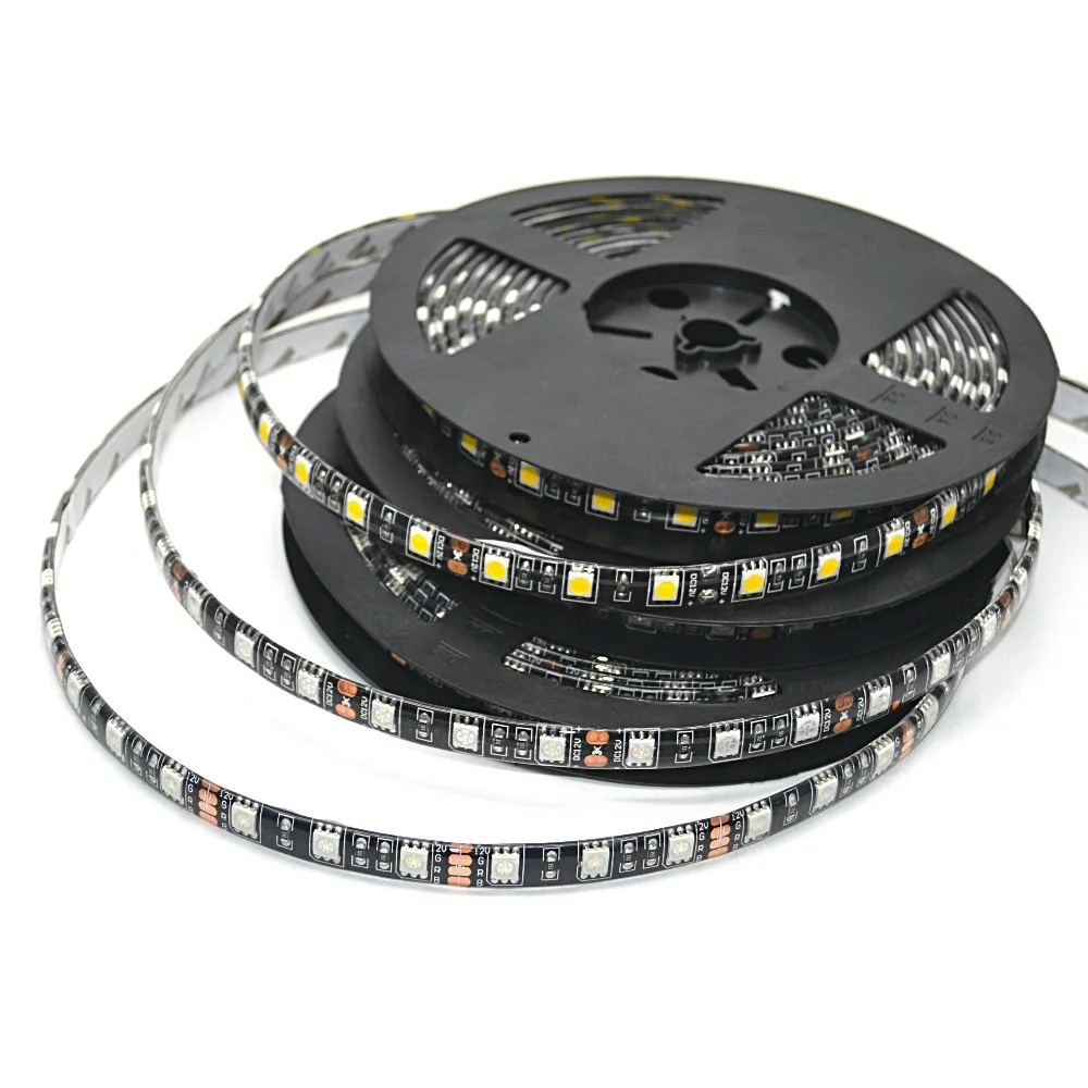 font b LED b font font b Strip b font 5050 Black PCB DC 12V