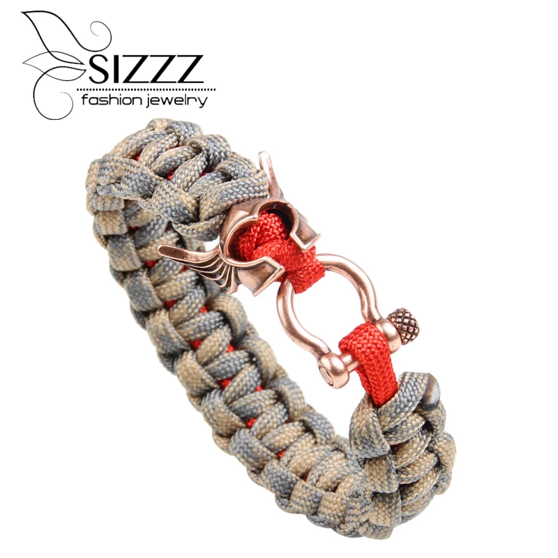 

SIZZZ 21.5CM*1.8CM Personality creative copper accessories will helmet core rope bracelet&bangles for women/men