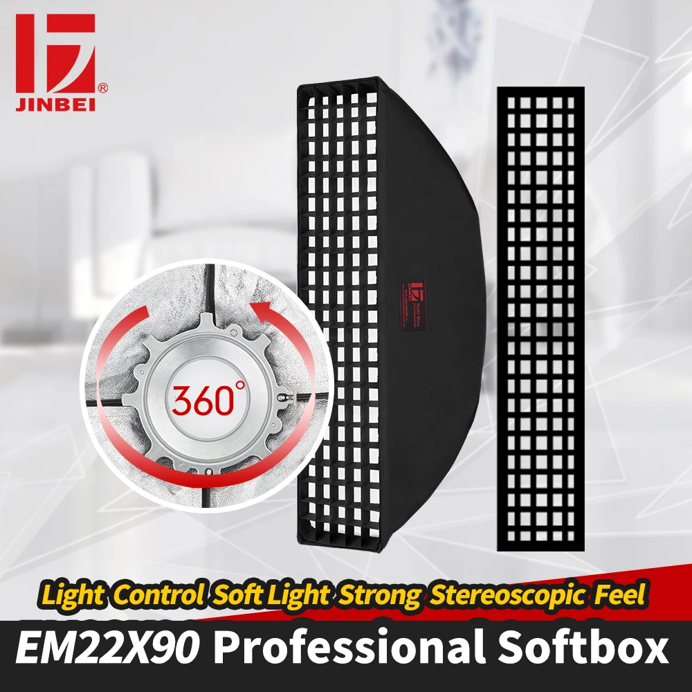 

JINBEI EM-22x90 9"x35" Portable Honeycomb Grid Softbox Rectangle Strip Beehive Soft Box with Bowens Universal Mount