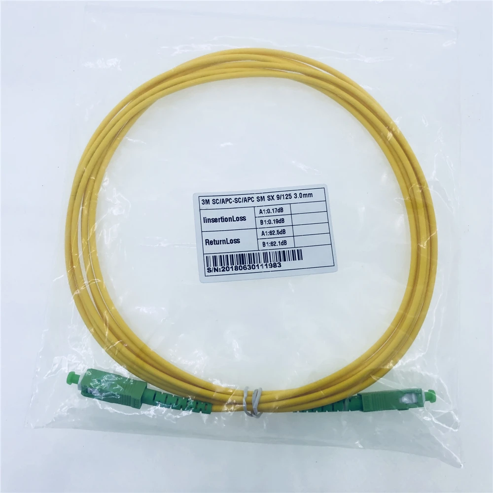1 шт. SM SX 3 м APC 2 0 мм или 9/125 FTTH Стандартный Волоконно оптический патч кабель APC/SC