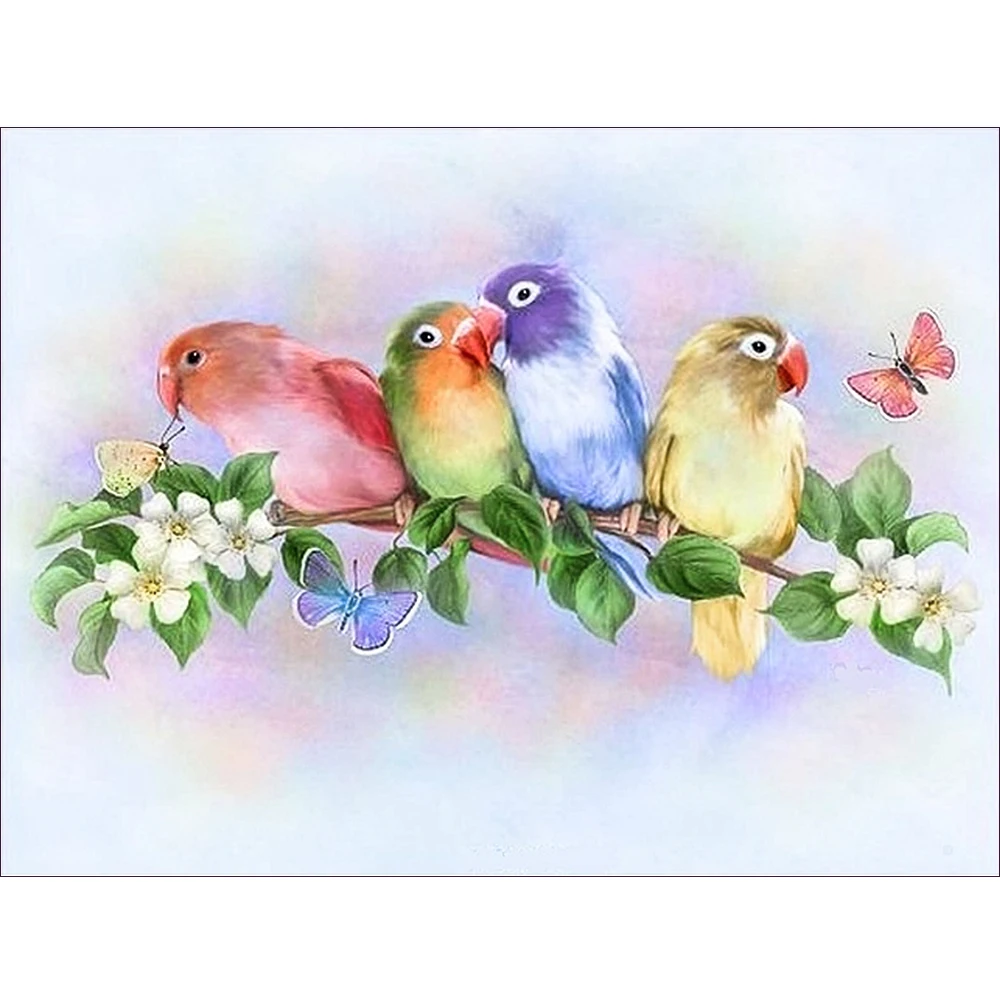 Diamond Painting Full drill square/round Coloured bird Mosaic DIY Cross Stitch Embroidery Home Decor | Дом и сад