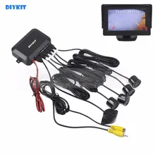 DIYKIT Vídeo Del Radar Del Estacionamiento Del Revés Del Coche Sistema de 4 Sensores de Visión Trasera de Copia de Seguridad Monitor de Sonido de Alerta Del Zumbador de Alarma para La Cámara
