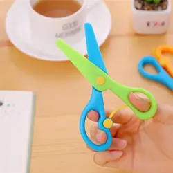 Детская безопасность все пластиковые ножницы креативная эластичность детский сад ручная резка DIY ножницы для резки бумаги с круглой