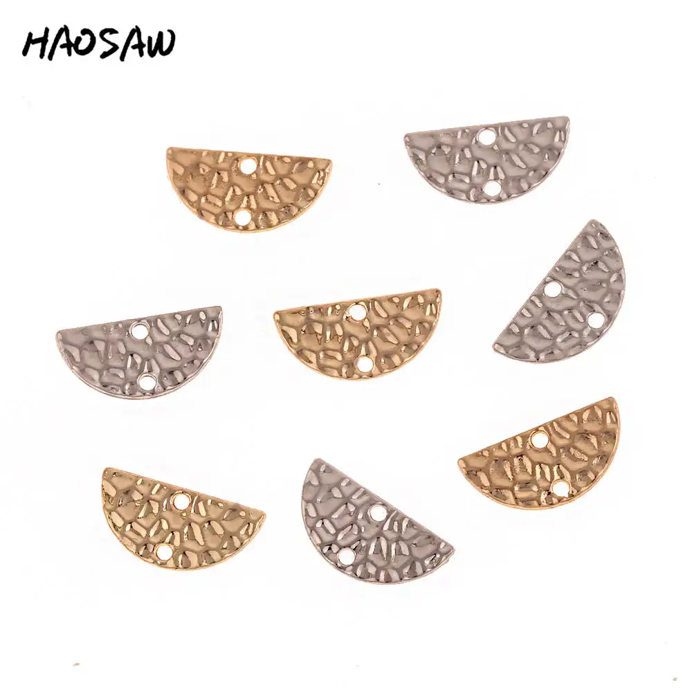 

HAOSAW Choose 6Pcs/Lot Bumpy Semi Round Charm/Connect Charm/Rhodium Earring Accessories/Handmade DIY Charms/Charm Jewelry