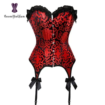 

Plus size lace up floral corset evening temptation female bustier strapless vintage retro corsets women bustier 938#