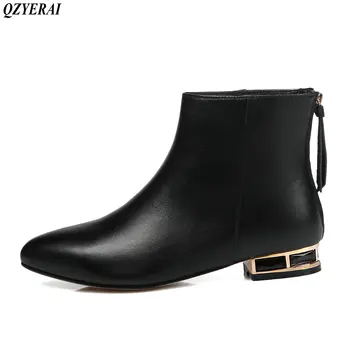 

new fashion short boots 100% cowhide wear-resistant soles pointed Martin boots women's shoes size 34-42