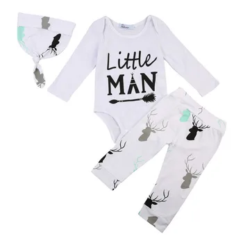 

Newborn Kids Infant Baby Boys Girl Clothes Set Cotton Long Sleeve Outfit Romper Top+Long Pants+Hats 3Pcs Kids Clothing Sets 0-2T