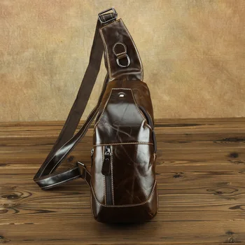 

men handmade genuine leather chest pack Vintage male Cross-body bags men's message bag cow leather chest bags shoulder bag