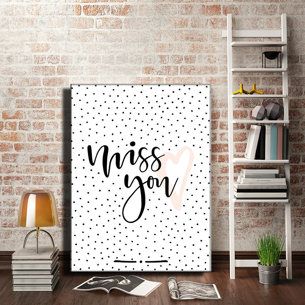 quote miss you canvas print painting nordic style poster wall art