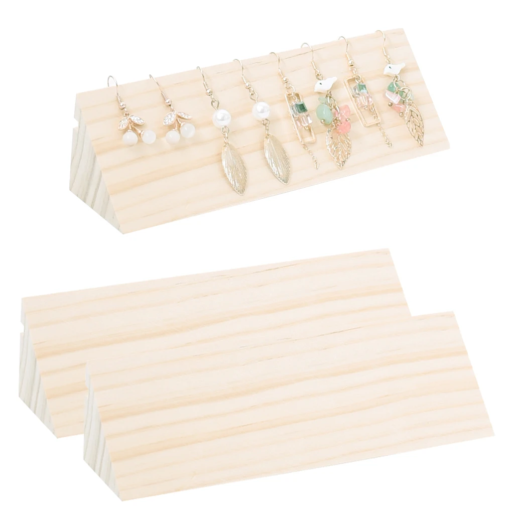 

2pcs Natural Solid Wooden Jewelry Display Rack for Earring Jewelry Display