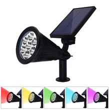 СВЕТОДИОДНЫЙ садовые солнечные светильники приведенная в действие лампа с наземной вставкой 7 цветов наземные/Настенные светильники для наружной отделки