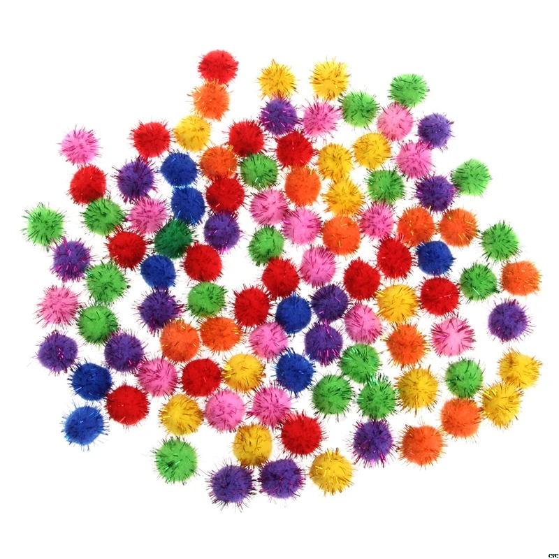 100 шт. красочные мини Блестящий глиттер мишура шары маленький Помпон Мяч для игрушки котов