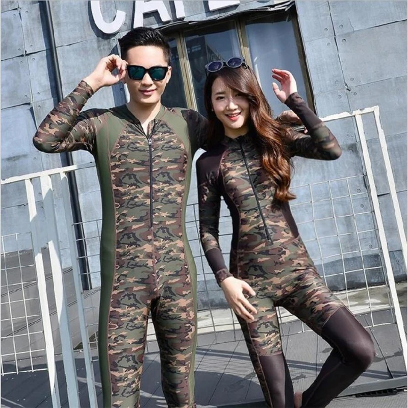 

2019 New Camo rash guard couple swimsuit mens/womens long sleeve surfing suits rashguards outfits clothes plus size