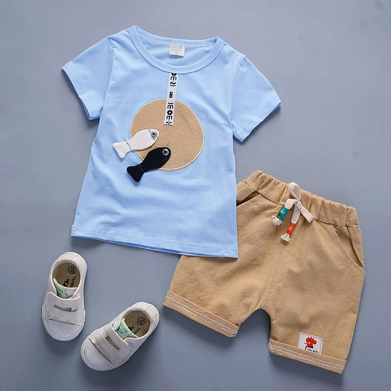 Baby boy clothes Summer suit 0 4 years old short sleeved thin section ...