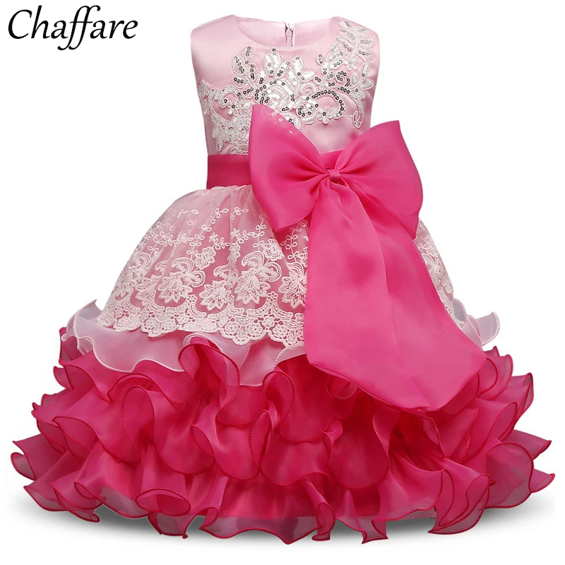 

Chaffare Girls Dress Elegant Children Party Frocks Sequined Lace Baby Christening Dresses Kids Evening Clothing for Girl