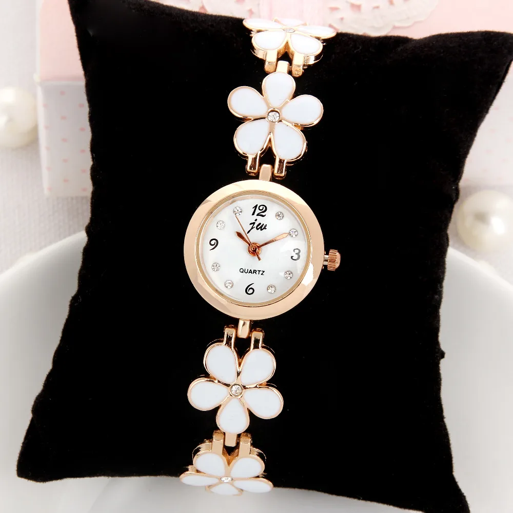 

100pcs/lot JW-1189 flower bracelet lady metal watch women rhinestone quartz watches fashion bracelets & bangles dress wristwatch
